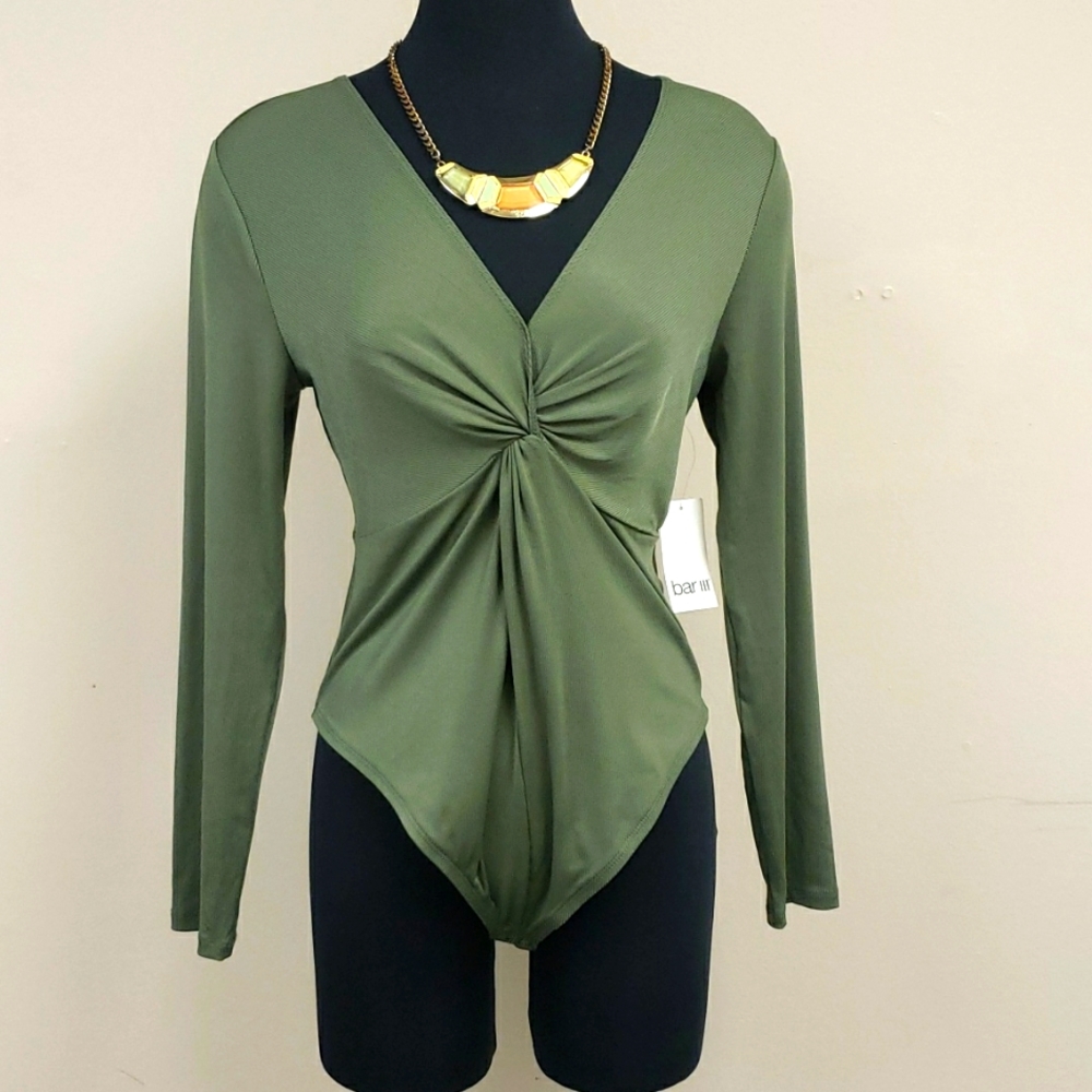 BAR III Twisted Knot Front Bodysuit - Size Large